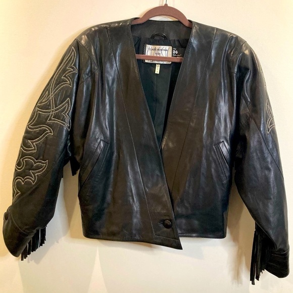 CLAUDE  MONTANA Sz 40 Fall/Winter 1984 Lambskin Leather Western Fringe Jacket - Picture 1 of 16